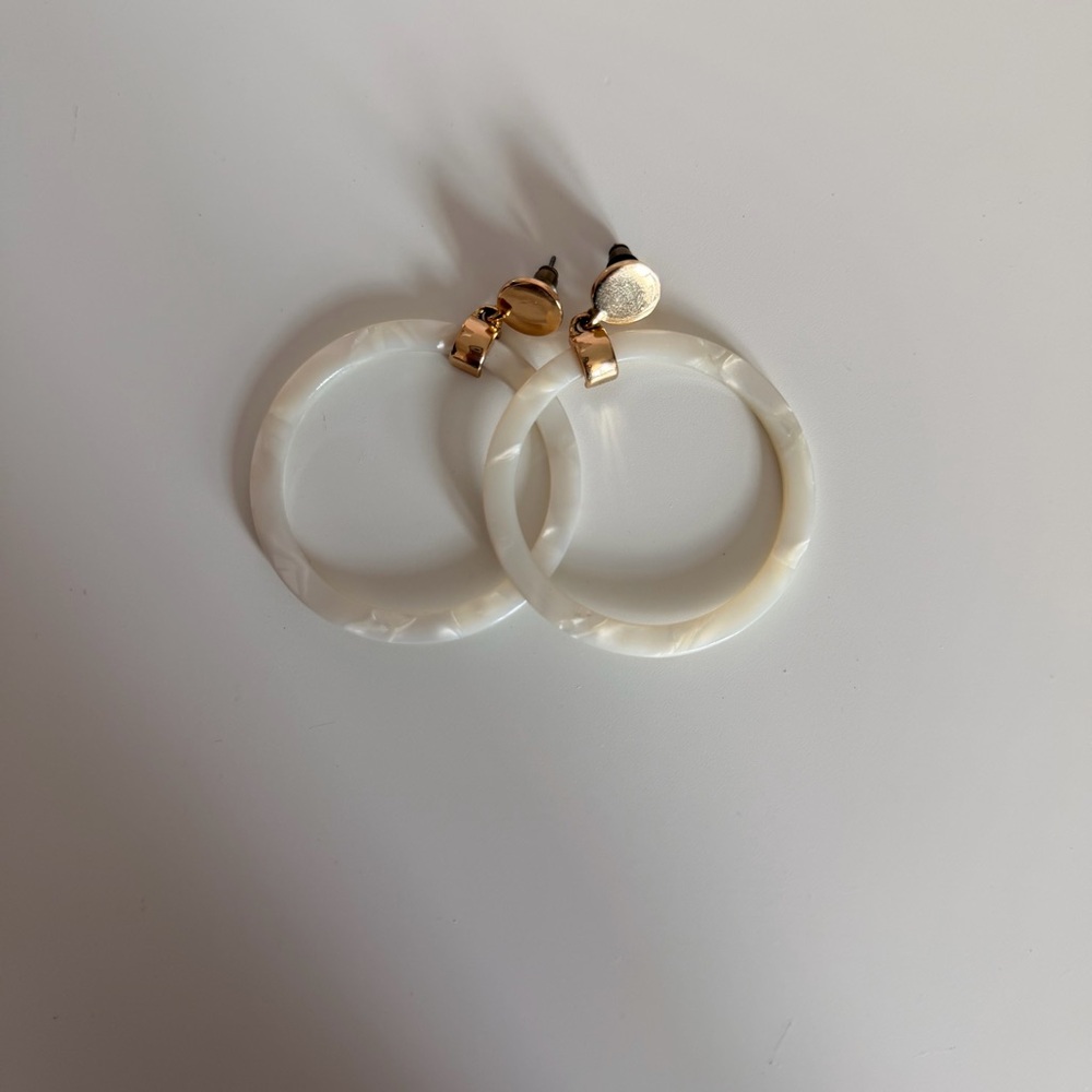 Uncommon James White Resin Hoop Earrings with Gold Accents